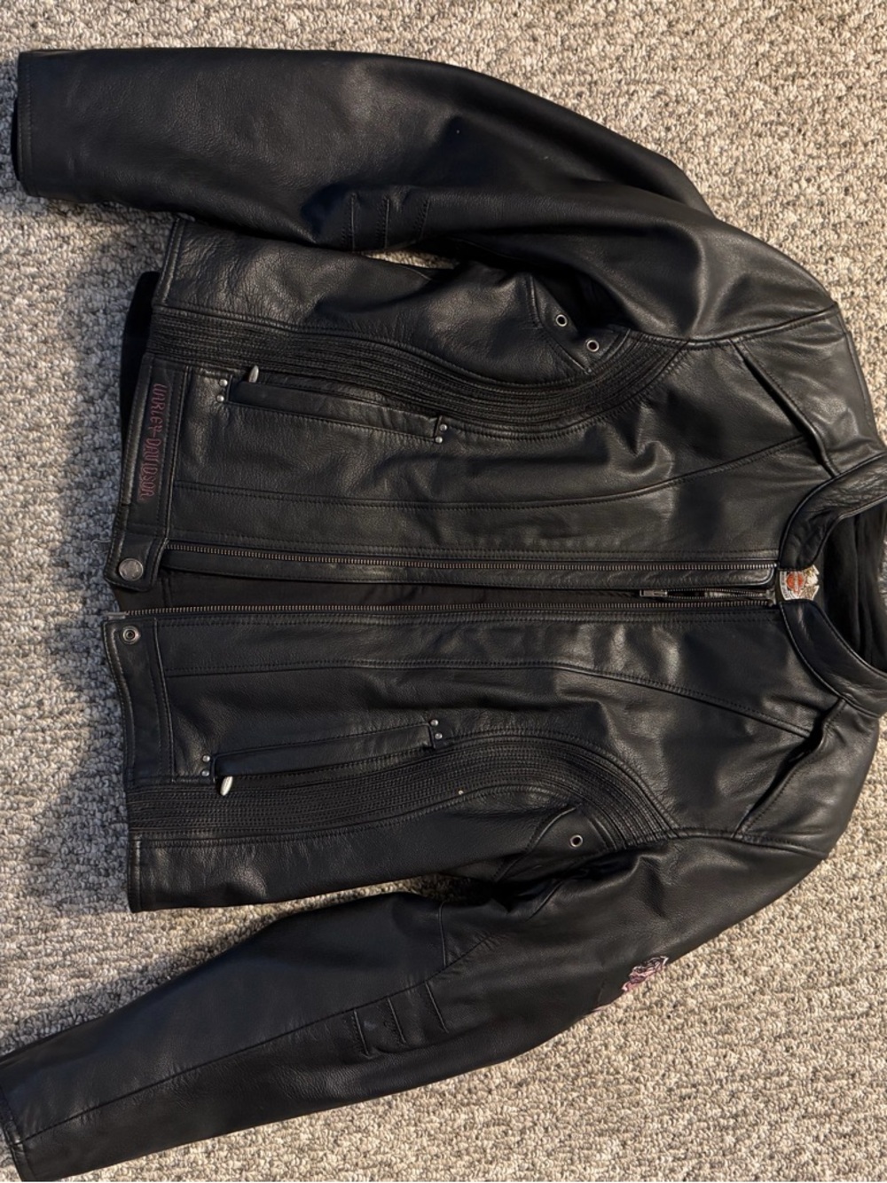 Harley-Davidson Black Leather Bomber Jacket